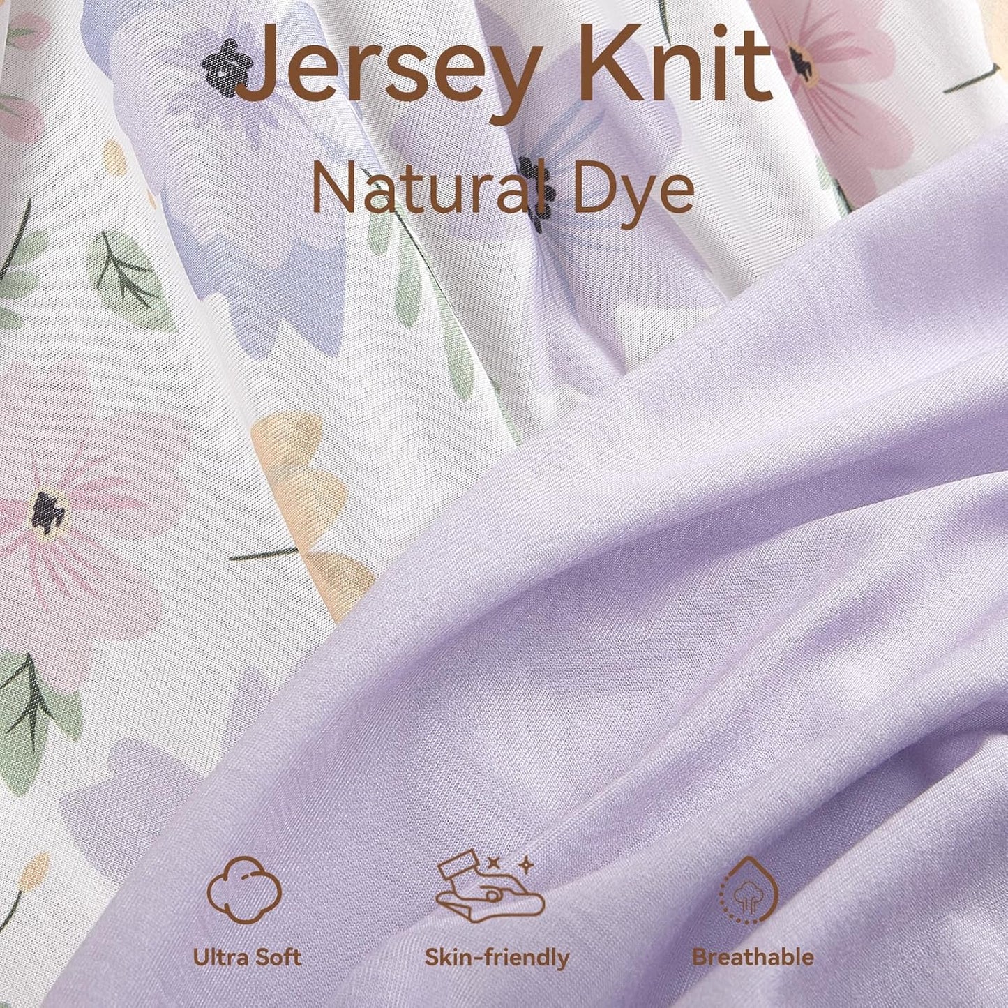 TILLYOU Changing Pad Cover Set in Soft Jersey Material - Fits 32"/34''x16 Contoured Pad for Babies, Brilliant Little Flowers and Purple