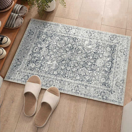 Deerly 2x3 Rugs Grey Small Area Rugs for Bedroom Living Room Bathroom Kitchen, Entry Rug Small Soft Rugs Low Pile Non-Slip Rubber Backing Oriental Door Mat