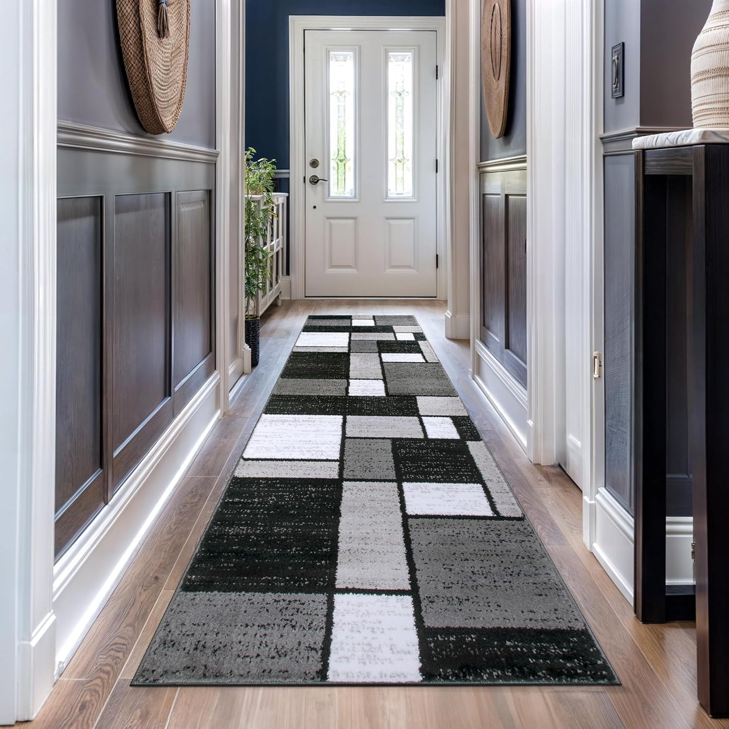 Rugshop Contemporary Modern Boxes for Home Office,Living Room,Bedroom,Kitchen Non Shedding Runner Rug 2'7" x 12' Gray