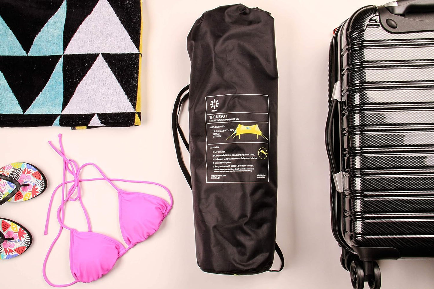 Neso Tents Beach Tent with Sand Anchor, Portable Canopy Sunshade - 7' x 7' - Patented Reinforced Corners (Rainbow)