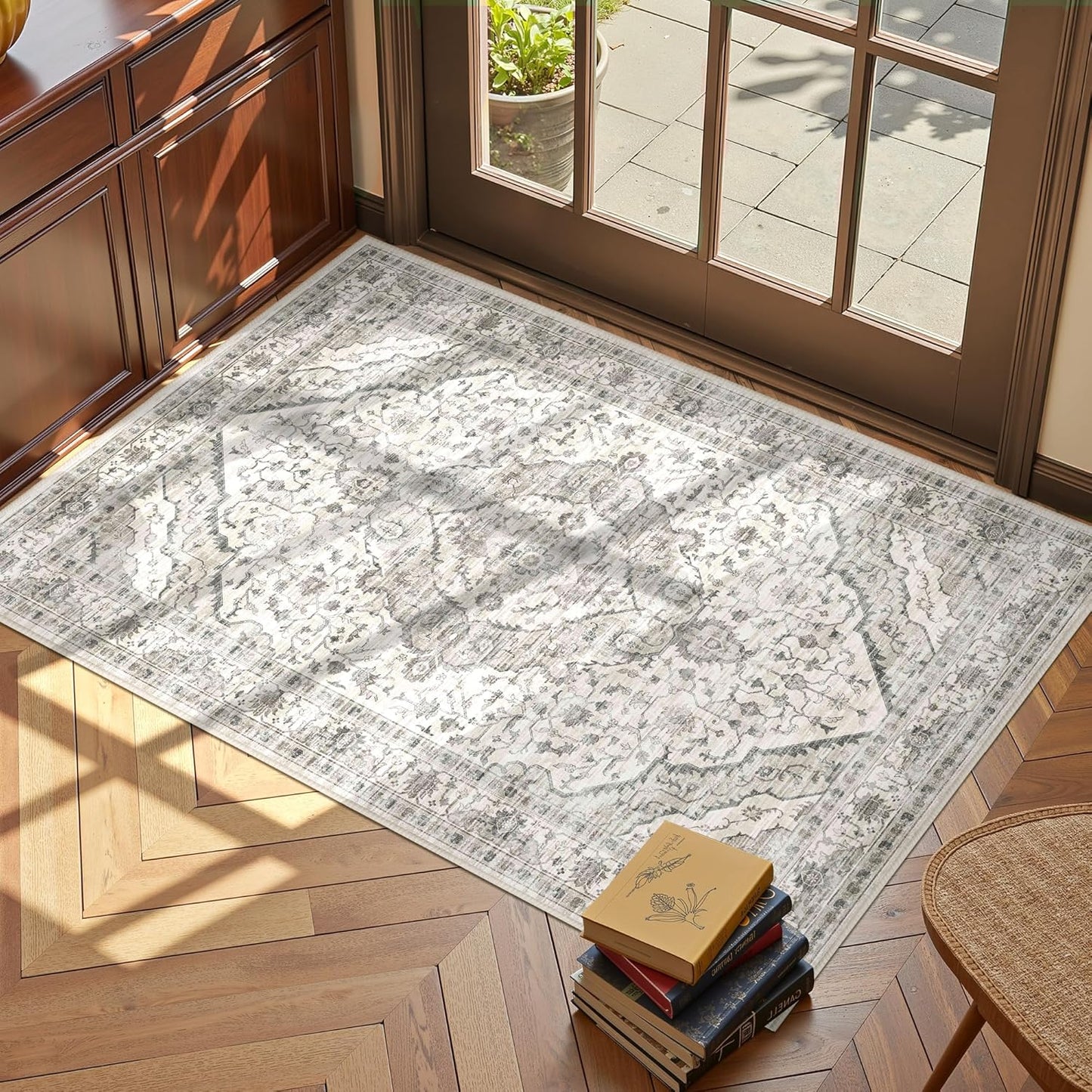 Deerly Boho 2x3 Area Rug Entryway Rugs for Bedroom Bathroom Kitchen 2x3 Small Soft Rugs Low Pile Keep Off Rug Carpet Washable Rug Oriental Vintage Area Rug Cream