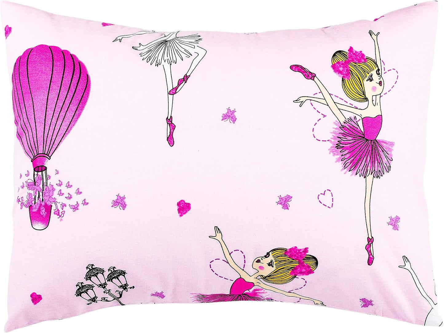 13x18 Toddler Pillowcase - Ballerina Toddler Pillow Case Cotton, Toddler Pillowcase for Girls, Girly Pillow Case for Travel Size Small - Pink Ballerina