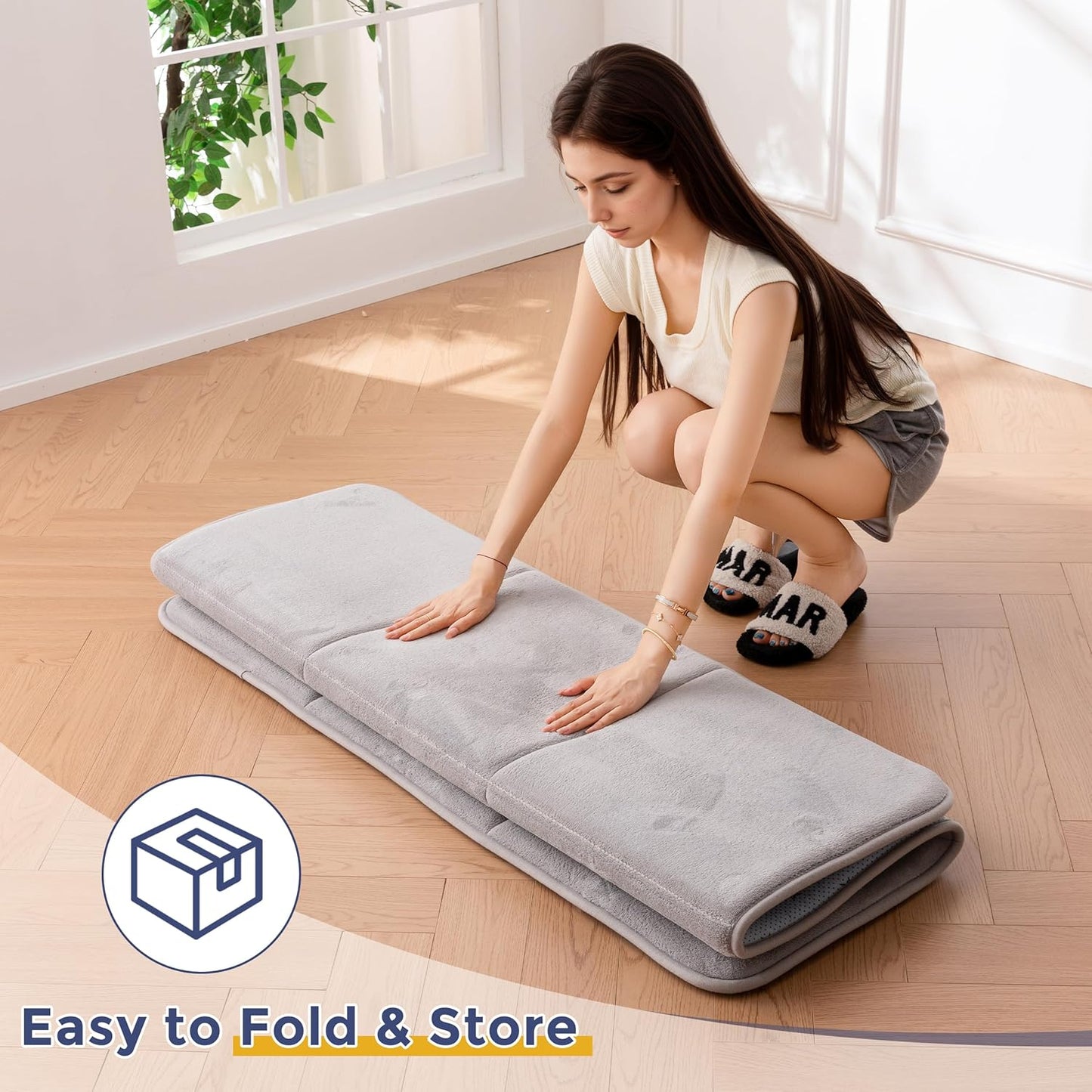 MAXYOYO 1.2" Thick Baby Play Mat for Floor, 49"x 49" Foldable Playpen Mat, Tummy Time Foam Mats Ultra Soft Support, Padded Carpet with Non-Slip Backing for Infant,Kids and Toddler Crawling, Grey