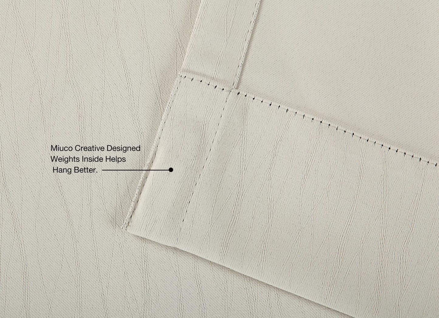 MIUCO Blackout Curtains Room Darkening Curtains Textured Grommet Panels for Living Room 2 Panels 52x84 Inch Long Beige