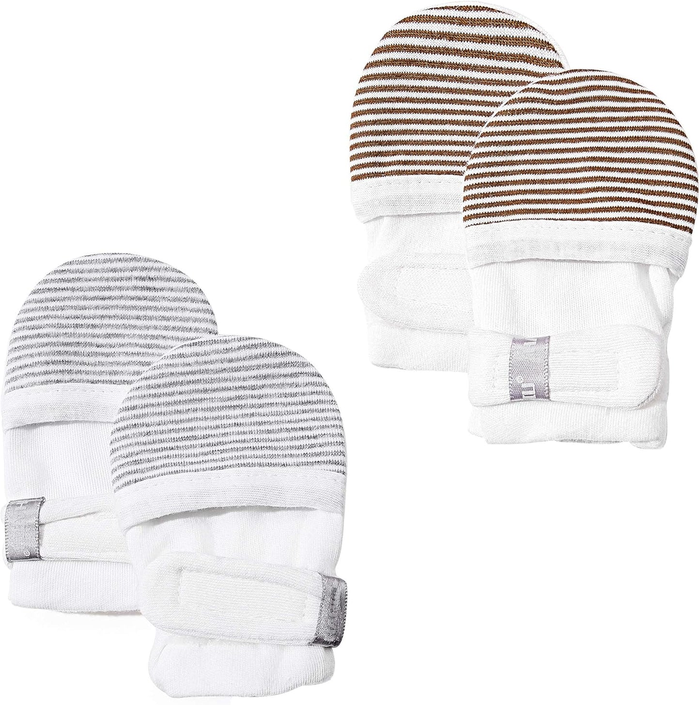 HAPIU Baby No Scratch Mittens Stay On, 100% Cotton Breathable, Adjustable Infant Gloves for Boys Girls, Newborn - 12 M