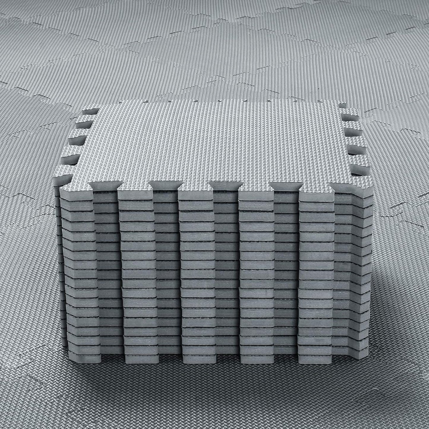 qqpp EVA Rubber 18 Tiles Interlocking Puzzle Foam Floor Mats - Baby Play Mat for Playing | Exercise Mat for Home Workout. Gray. QC-Lb18N