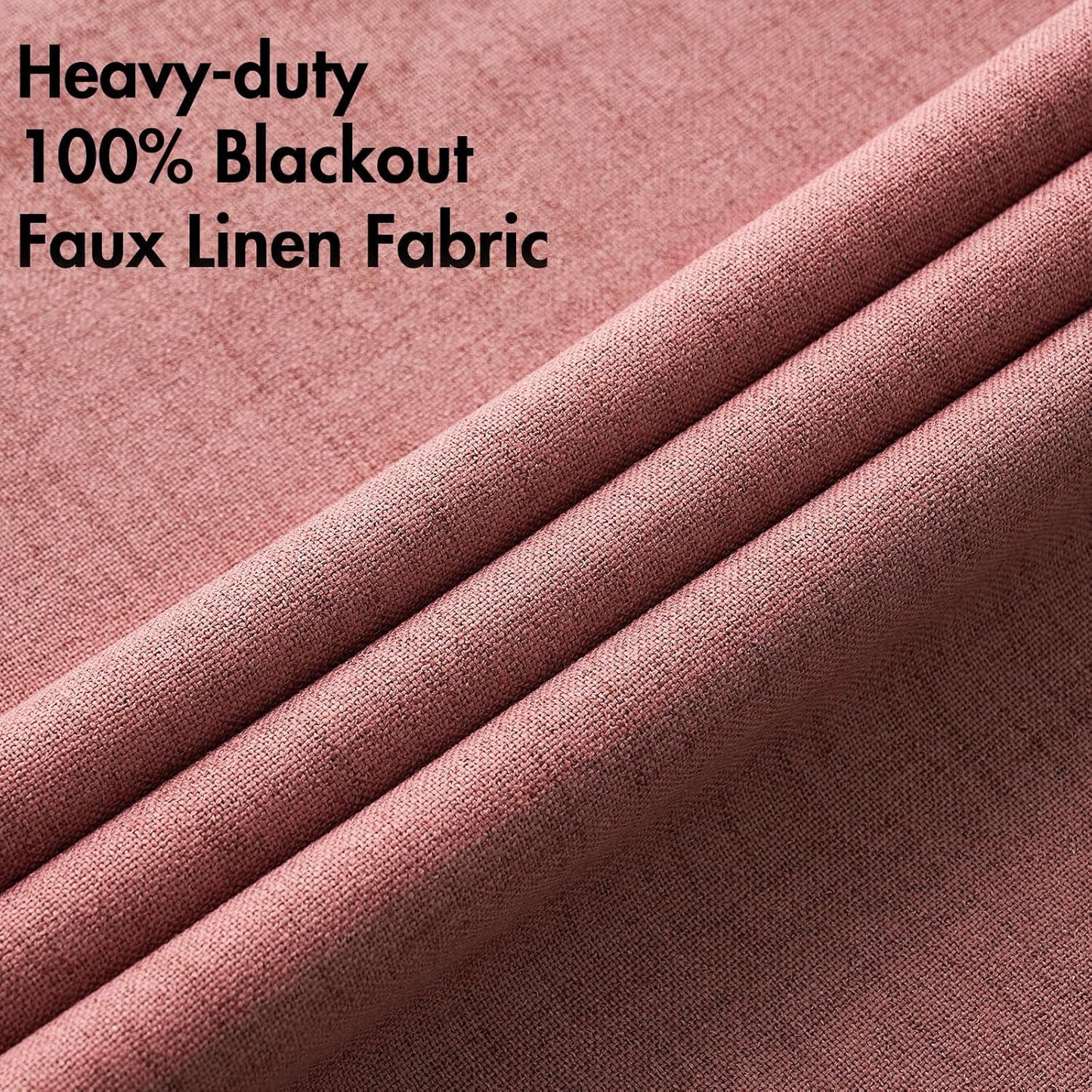 MIULEE 100% Blackout Linen Textured Curtains for Bedroom Solid Thermal Insulated Dusty Rose Grommet Room Darkening Curtains & Drapes Luxury Decor for Living Room Nursery 42 x 84 Inch (2 Panels)