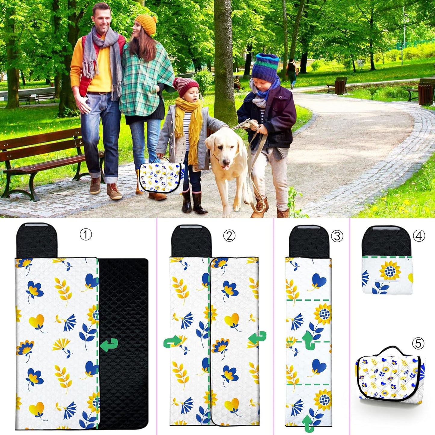 Poedist Extra Large Picnic Blanket Waterproof,80"x 80"Foldable Machine Washable Beach Blanket,Outdoor Blanket for 6-8 Adults,Suitable for Indoor Crawling,Park Beach,Camping,Hiking,Family Travel(Mini