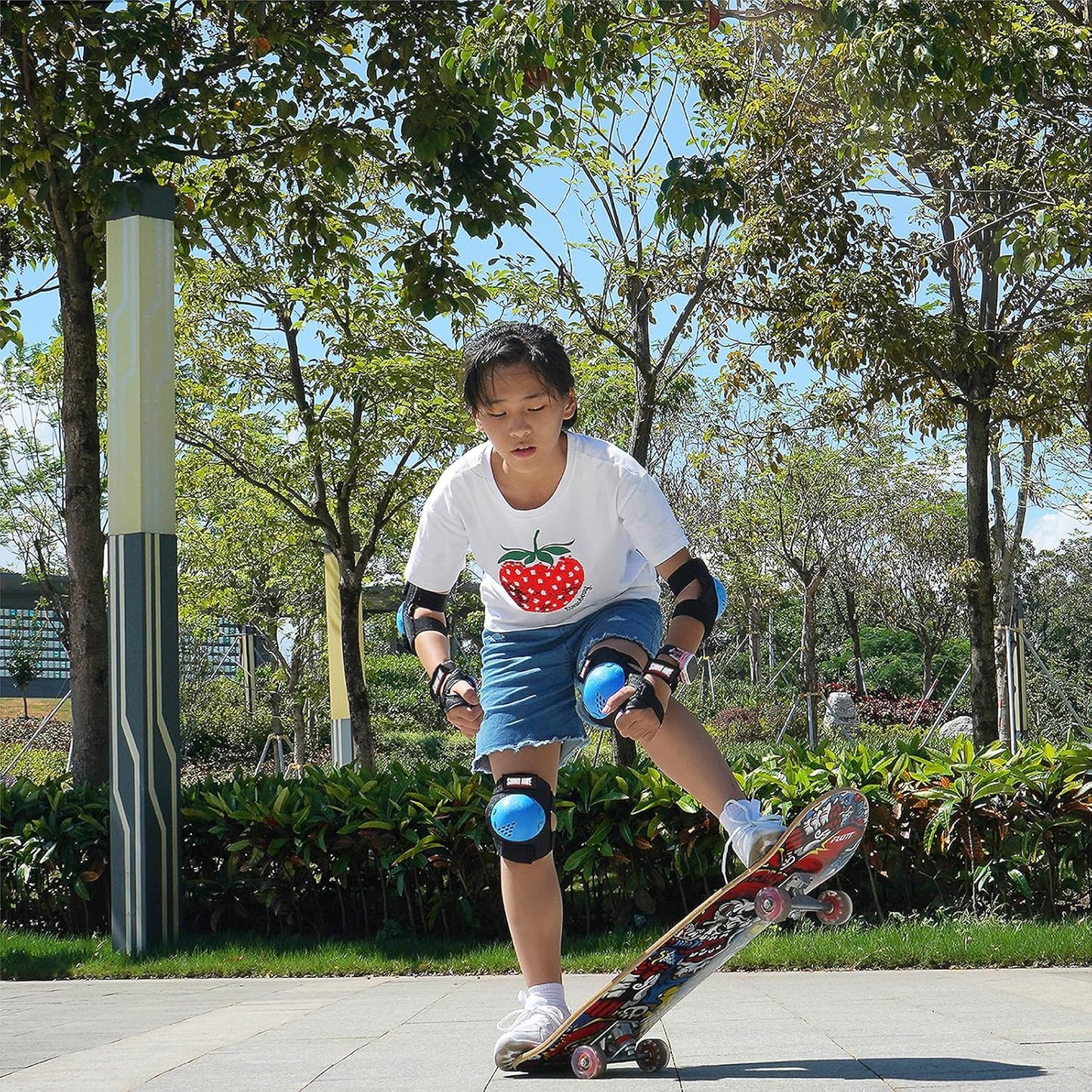 Youth/Kids Knee Pads Elbow Pads Wrist Guards Protective Gear Set for 3-15 Years Child Roller Skates, Skateboard, Cycling, Inline Skating, BMX Bike, Balance Bike, Scooter Riding and Other Outdoor Sports