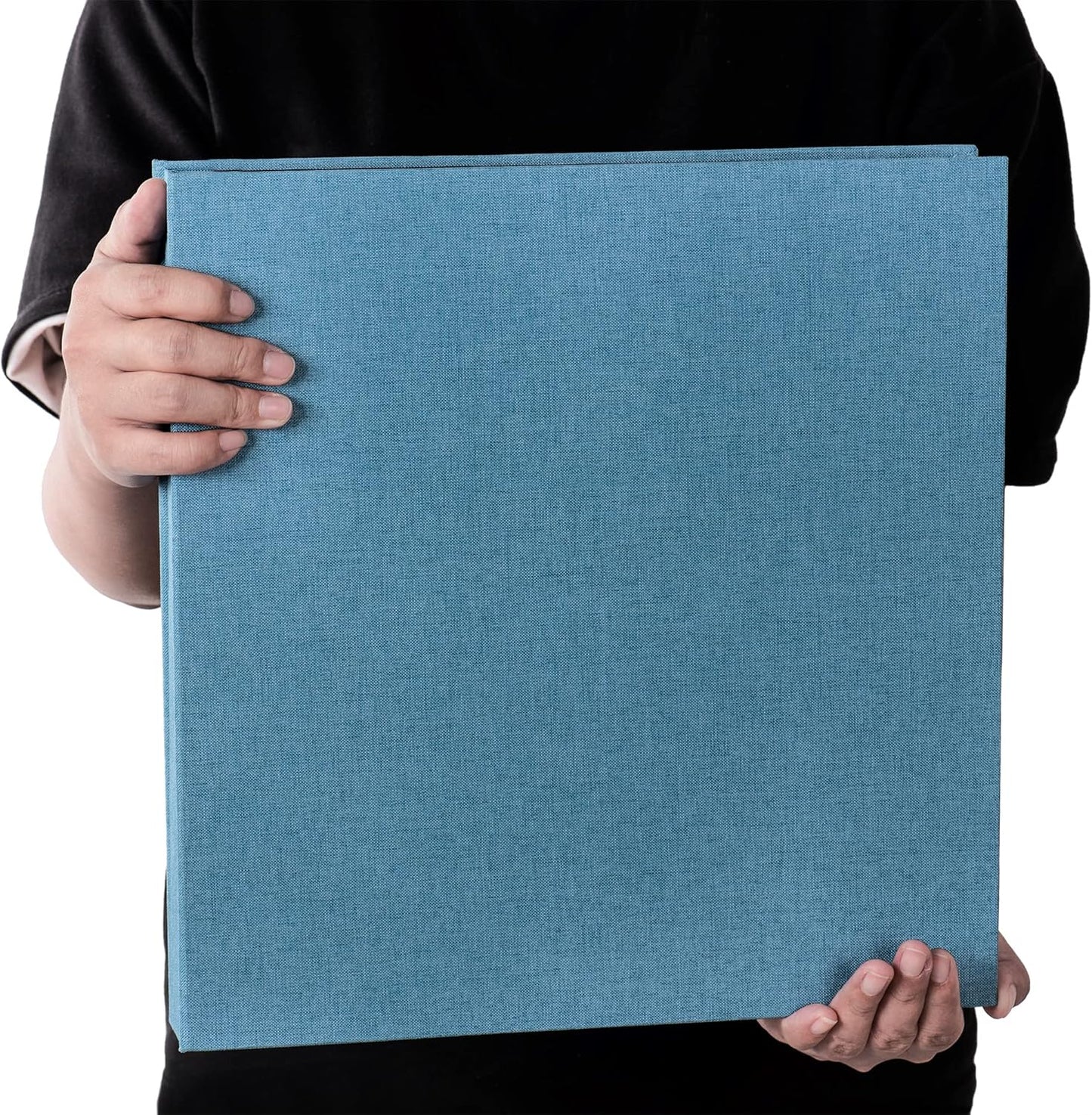 Large Photo Album Self Adhesive 4x6 8x10 10x12 Scrapbook Magnetic Album DIY Scrapbook Length 13 x Width 12.8 (Inches) 120 Sticky Pages Linen Cover DIY Photo Album(Sky blue)