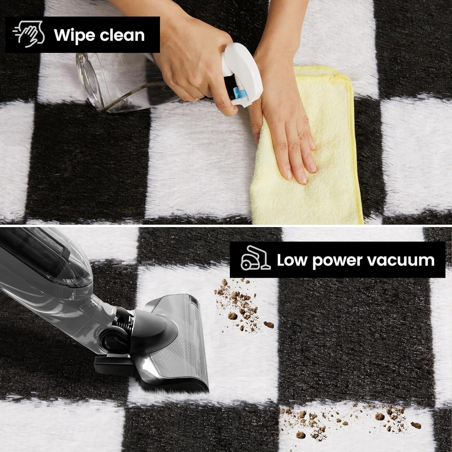 Super Soft Rug for Bedroom, 4x6 Ft Black and White Area Rug Classic Checkered Shaggy Anti-Skid High Pile Soft Fluffy Rug Fuzzy Carpet for Living Room Bedroom Kids Room Nursery, Dorm Home Decor