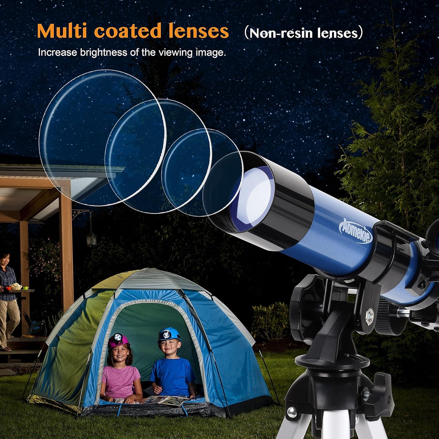 AOMEKIE Telescopes 40/400 with Tabletop Tripod 2 Eyepieces Portable Telescopes for Astronomy Beginners with Finderscope and Compass,Space, Gifts