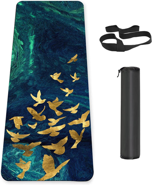 Non Slip Yoga Mat TPE Workout Mat for Men Women, Thick Workout Mat with Carrying Strap, Fitness Mats for Exercise, Yoga, Fitness, Pilates, Floor Workouts (72" x 24" x 6mm)