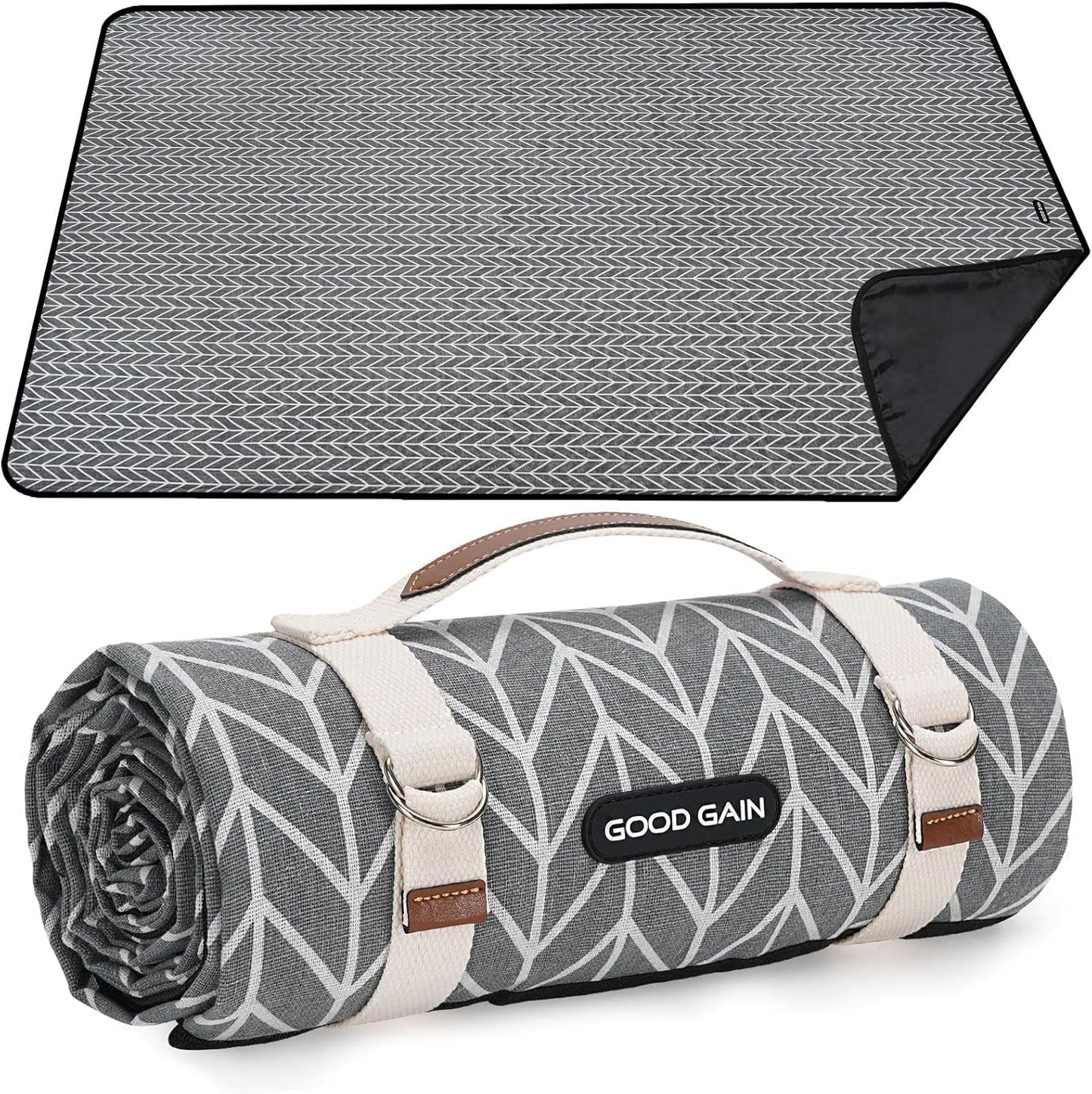 Picnic Blankets Outdoor Extra Large - Waterproof Picnic Blanket with Carry Strap | Machine Washable Picnic Mat with Sandproof Backing for Park , Grass, Camping, Hiking, Concerts (Graphite Grey)