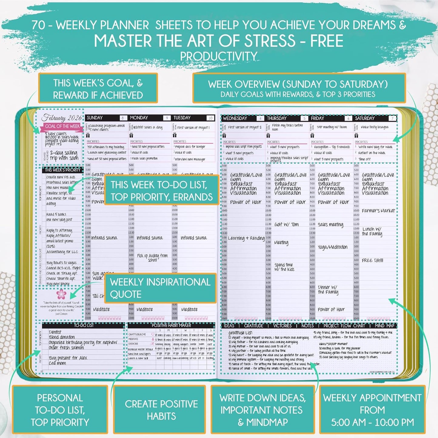 2025-2026 Planner Weekly and Monthly | 16-Month Life Planner to Increase Focus & Productivity | Reduce Overwhelm & Achieve Your Biggest Goals | Include Gift Box & Stickers | Sep 2025-Dec 2026