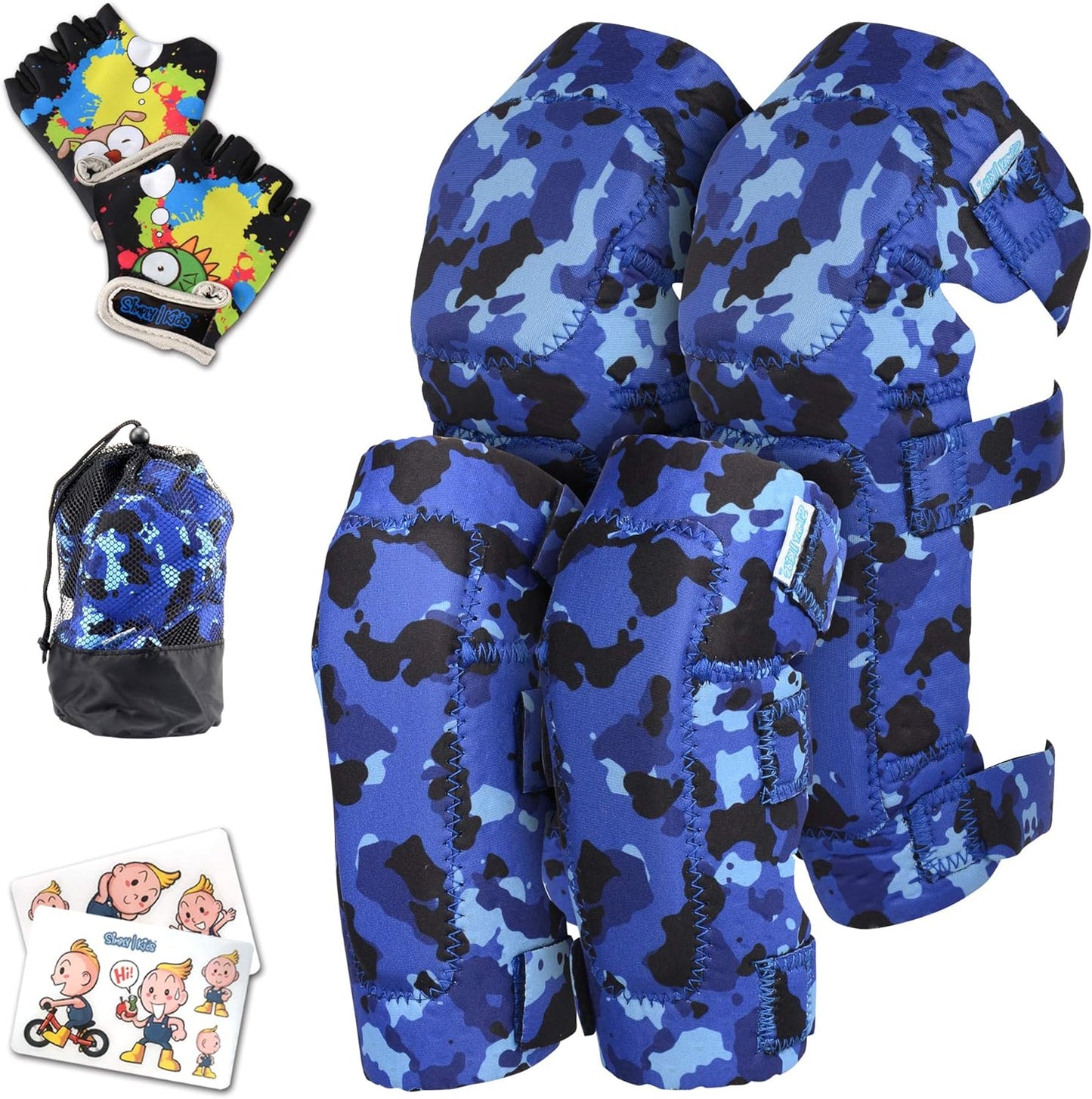 Soft-Style Kids Knee and Elbow Pads with Bike Gloves, Flexible Impact-Resistant Gear for Ages 2-11, Designed for Balance Bikes, Roller-Skating, and Skateboarding