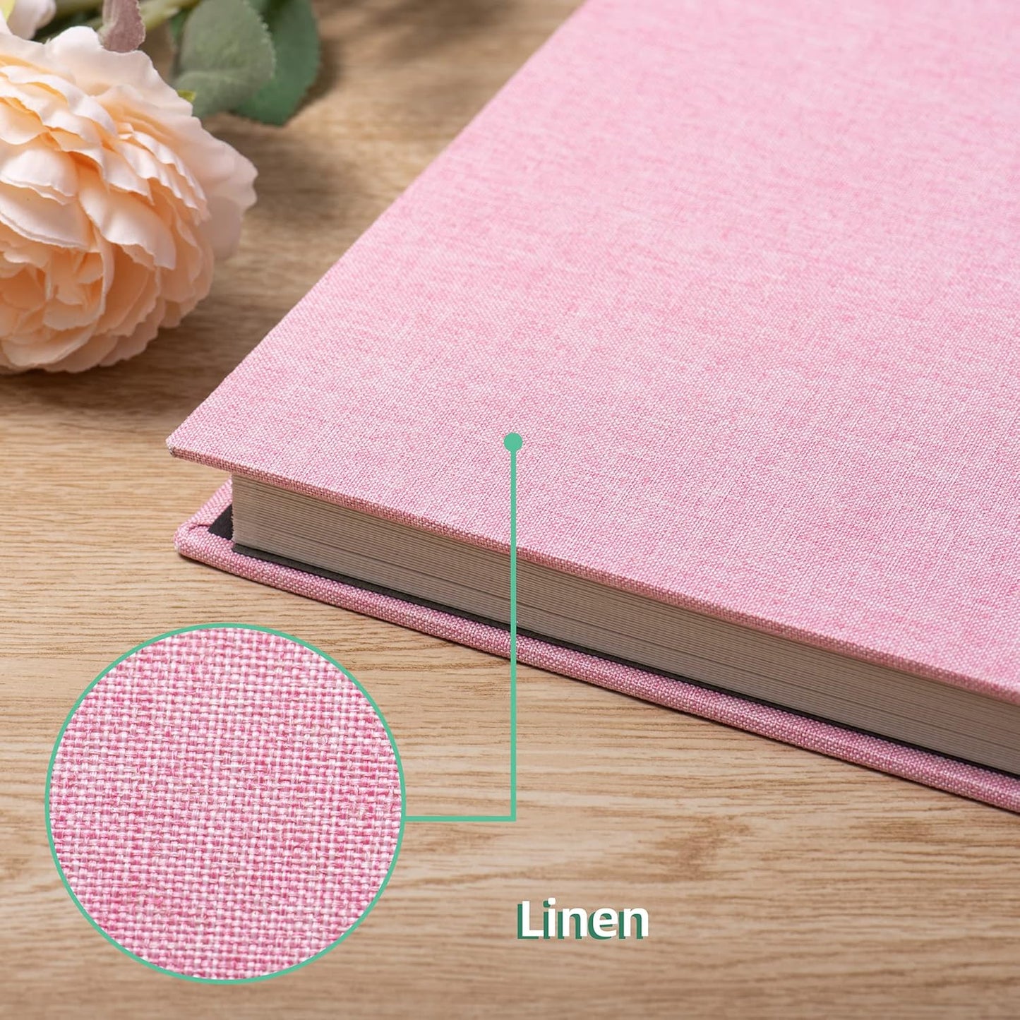 Large Photo Album Self Adhesive Scrapbook Album for 4×6 5×7 8×10 Pictures DIY Magnetic Linen Cover Album 60 Pages for Family Wedding Gifts with Metal Pen and Plastic Board