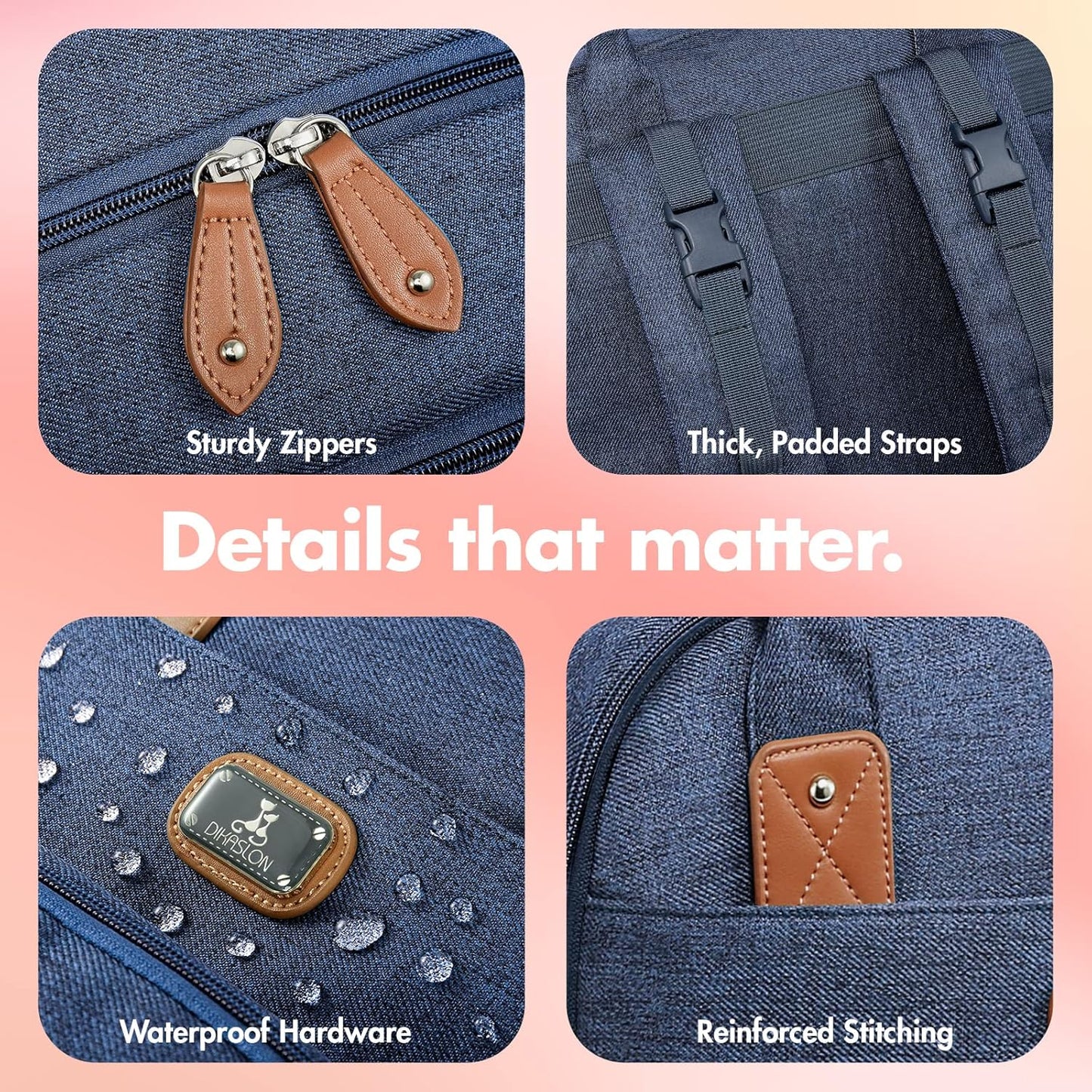 Dikaslon Diaper Bag Backpack with Portable Changing Pad, Pacifier Case and Stroller Straps, Large Unisex Baby Bags for Boys Girls, Multipurpose Travel Back Pack Moms Dads, Peacock blue