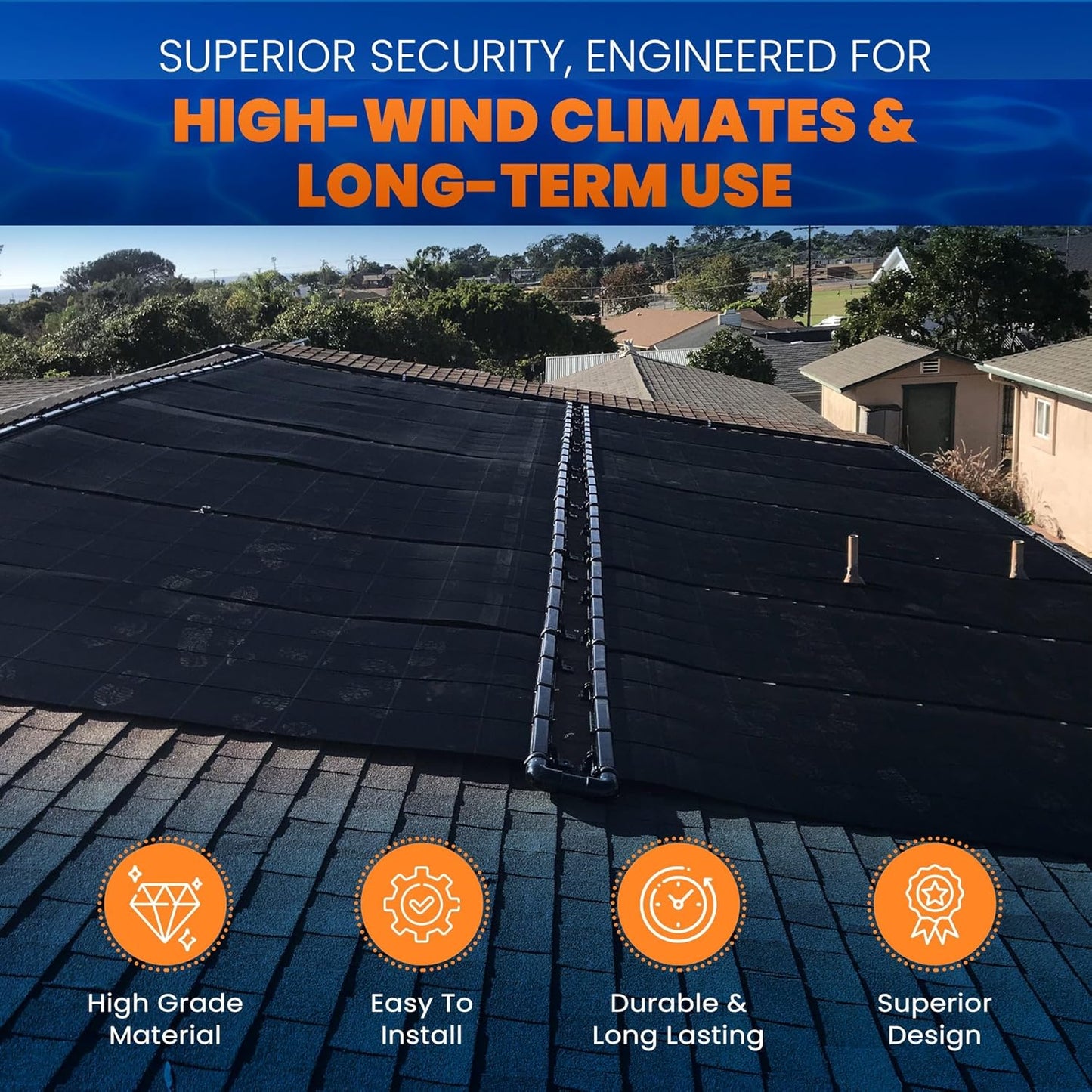 Industrial Grade Solar Pool Heater DIY Kit - Superior High-Wind Strapless Mounting System & Maximum Freeze Resistance (8-4'x9.5' / 304 Square Feet)