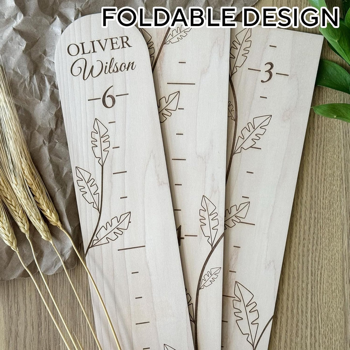 Personalized Jungle Growth Chart Wood - Engraved Growing Ruler Chart for Kids, Children Measuring Height Chart Baby Boy, Large Measuring Board Wooden, Animals Growing Wall Measurement, 2 Sizes