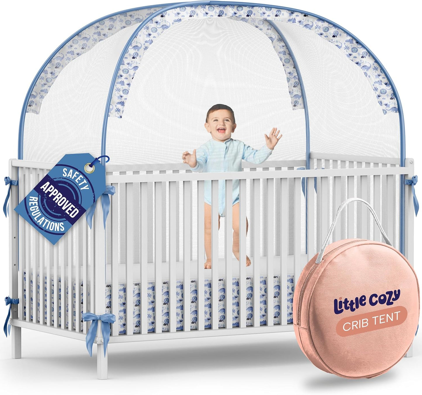 Crib Tent to Keep Baby from Climbing Out – Pop Up Crib Net Canopy with Strong Breathable Mesh, Double Auto-Lock Zippers & Durable Frame – Easy Install Baby Safety Cover for Standard Cribs