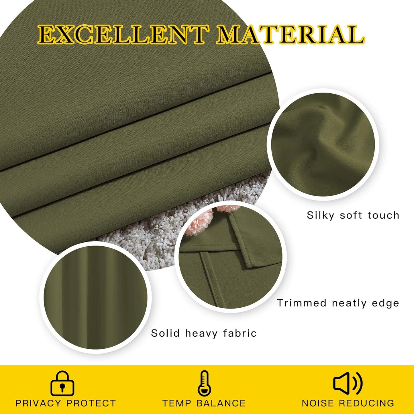 NICETOWN Room Darkening 118 inch Long Curtains, Grommet Thermal Drapes Weighted Room Divider Wide Window Treatments for Living Room, W66 x L118, Olive, 2 Panels