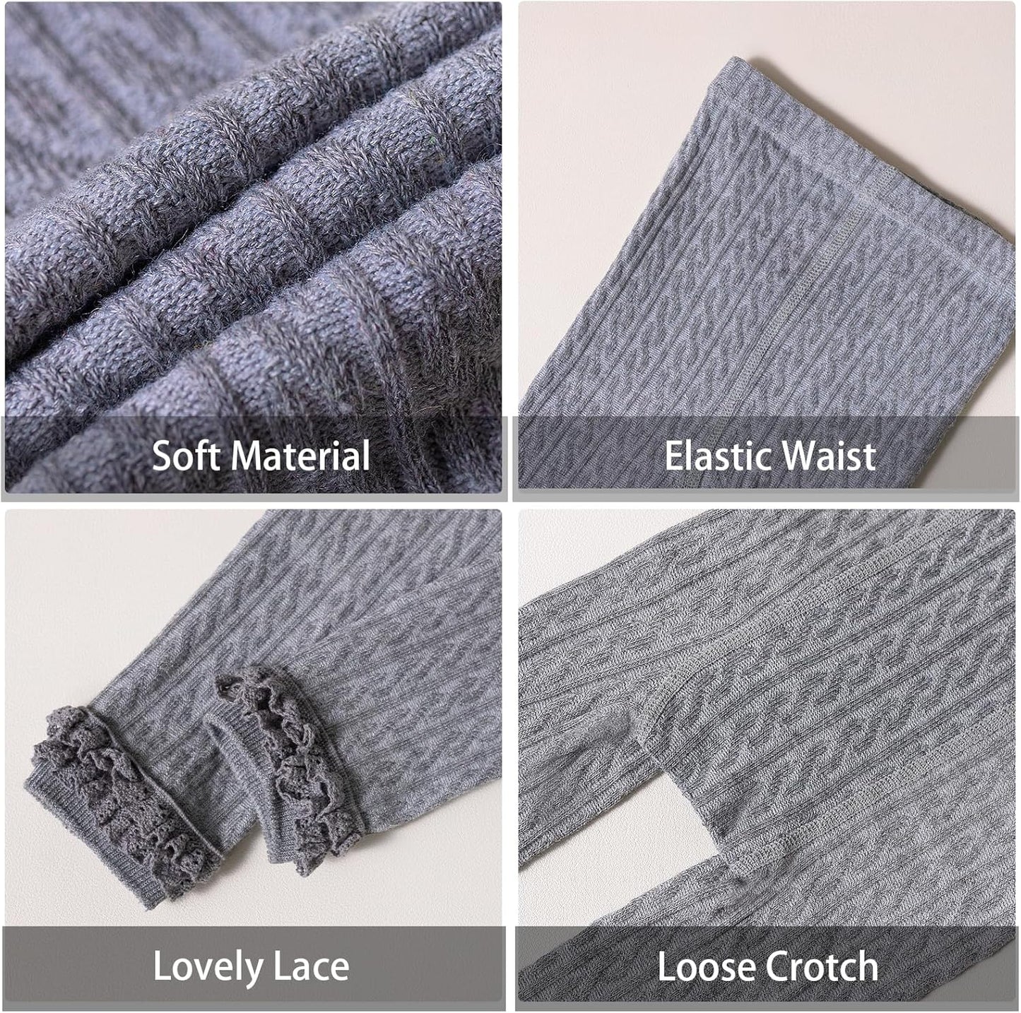 Girls Leggings for Little Girls, 2 Pack Toddler Girl Pants Leggings for Baby Tights Knitted Multi-Colors 2-9 Years