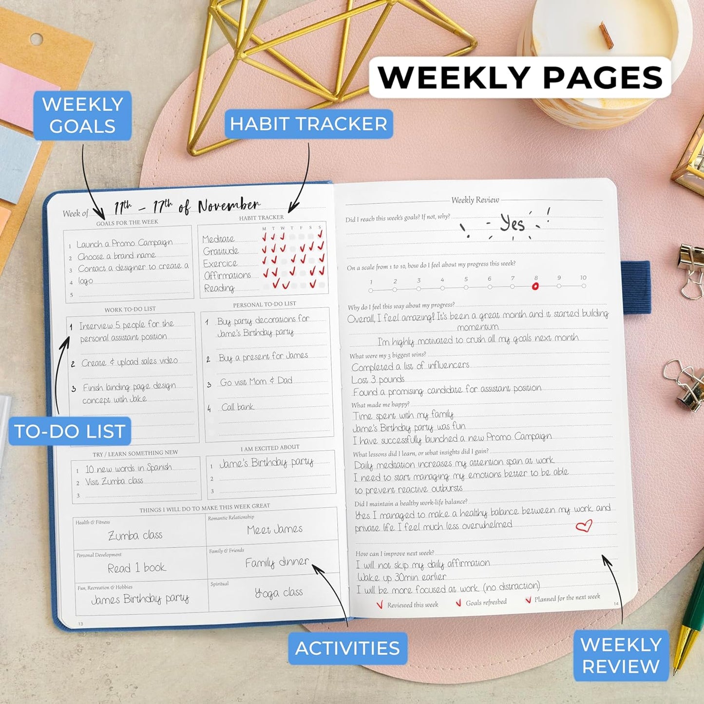 Legend Planner Daily for 3 Months – Undated Monthly Weekly & Daily Planner to Hit Goals. Organizer & Productivity Journal, A5 (Mystic Blue)