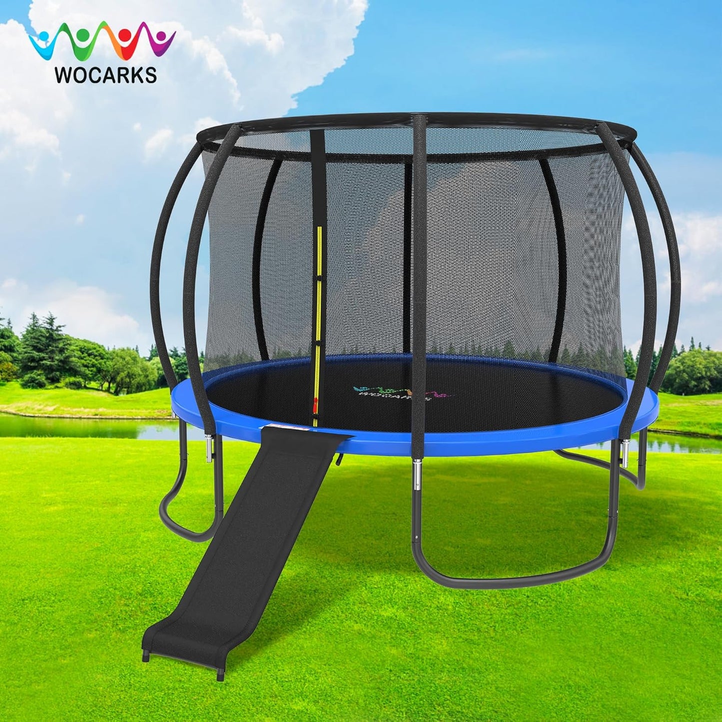 Universal Trampoline Ladder Trampoline Slide for Kids Climb Up & Slide Down, Outdoor Trampoline Slide Attachment, Easy to Install, Fit All Kinds of Trampolines, Black