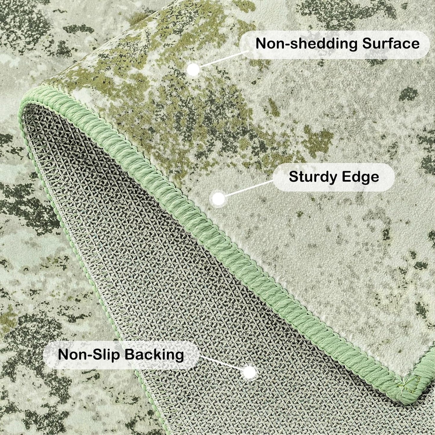 Kelarea 6x9 Rug for Living Room, Green Washable Non-Slip Rugs, Modern Abstract Large Rugs Low Pile Soft Carpet for Bedroom, Kitchen, Dining Room, Classroom, Dorm, Nursery, Home Office