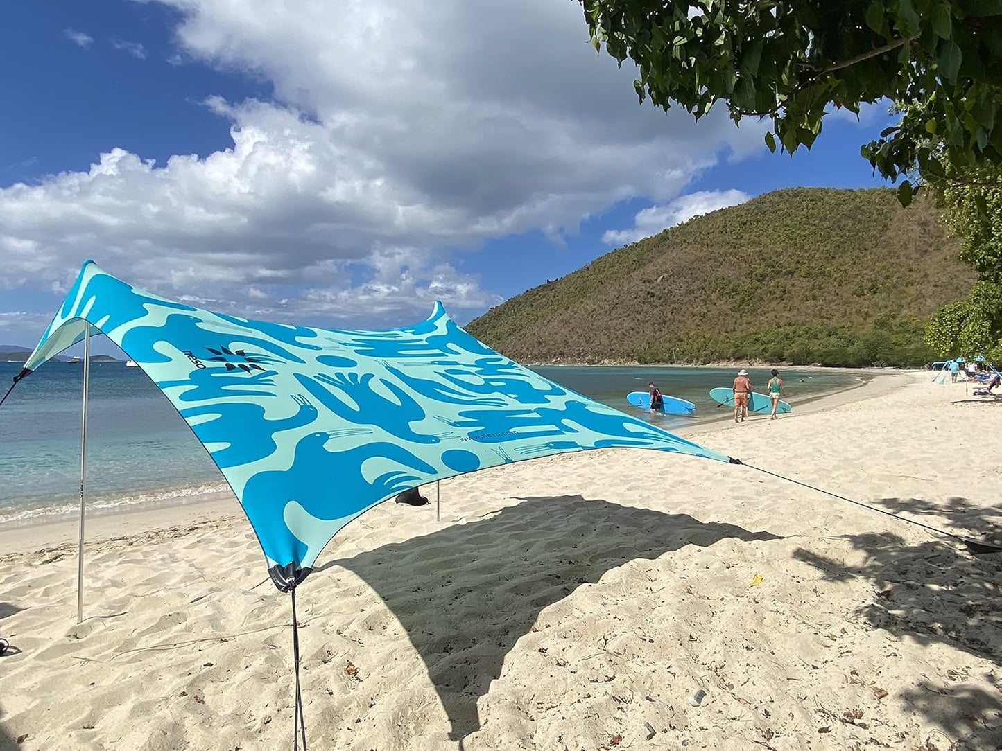 Neso Tents Beach Tent with Sand Anchor, Portable Canopy Sunshade - 7' x 7' - Patented Reinforced Corners (Coastal Birds)