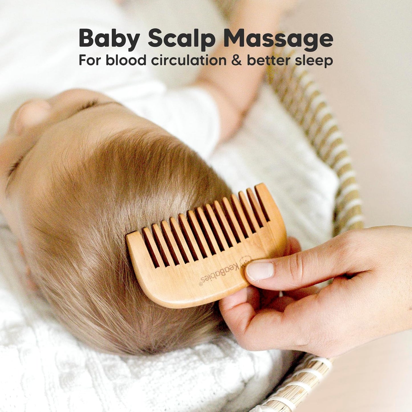 Baby Hair Brush and Comb Set for Newborn - Wooden Baby Hair Brush Set with Soft Goat Bristle, Baby Brush Set for Newborns, Baby Brush and Comb Set Girl, Boy, Toddler Cradle Cap Brush (Round, Walnut)