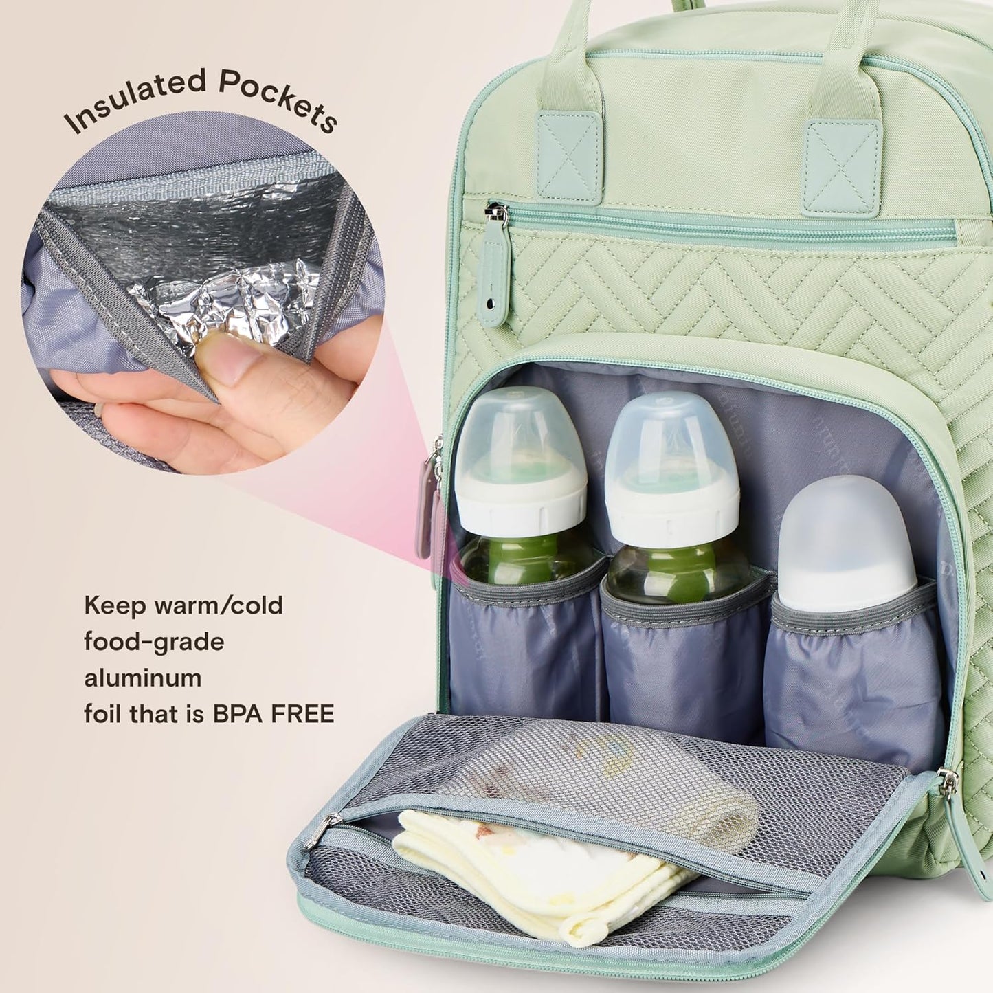 iniuniu Diaper Bag Backpack, 4 in 1 kit Large Unisex Baby Bags for Boys Girls, Waterproof Travel Back Pack with Diaper Pouch