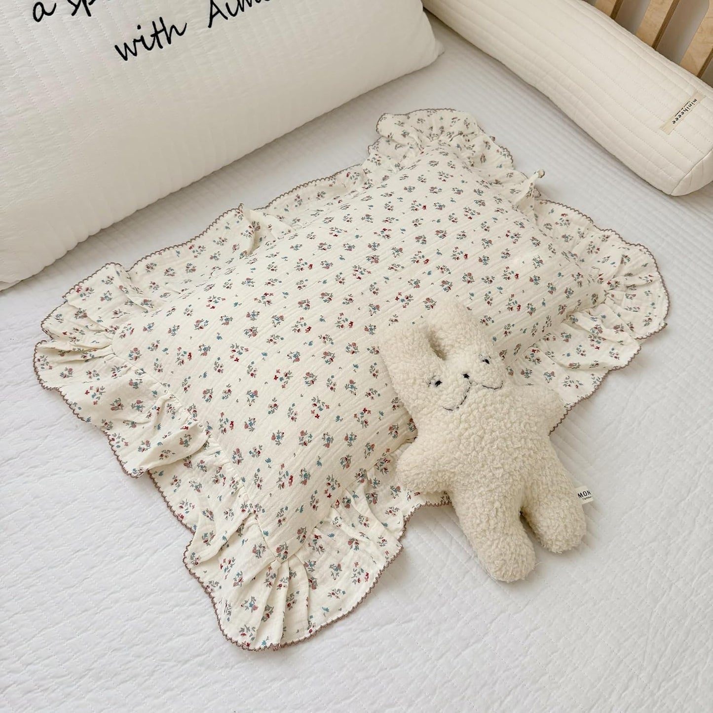 BuLuTu Girls Boys Kids Pillowcase Standard Size, Floral Pattern, 20"x26", 1 pc, Soft Breathable Muslin Cotton Toddler Bed Pillow Cases Kids Bedding Room Decor, Envelope Closure