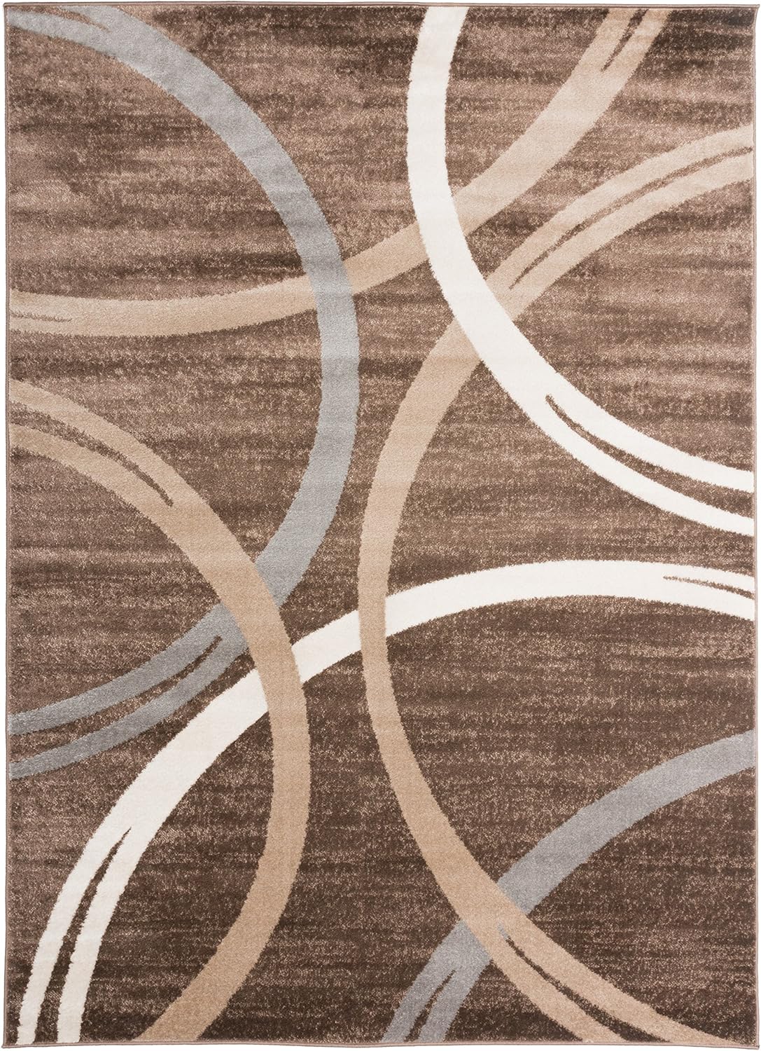 Rugshop Modern Wavy Circles Design Area Rug 6'6" x 9' Brown