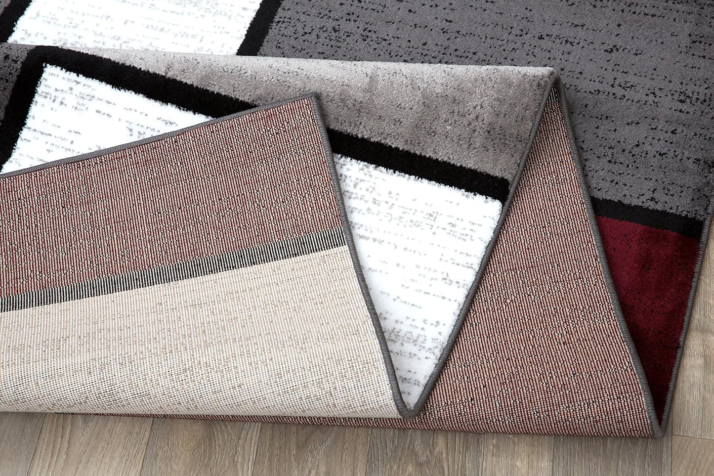 Rugshop Contemporary Modern Boxes Area Rug 5' 3" X 7' 3" Red