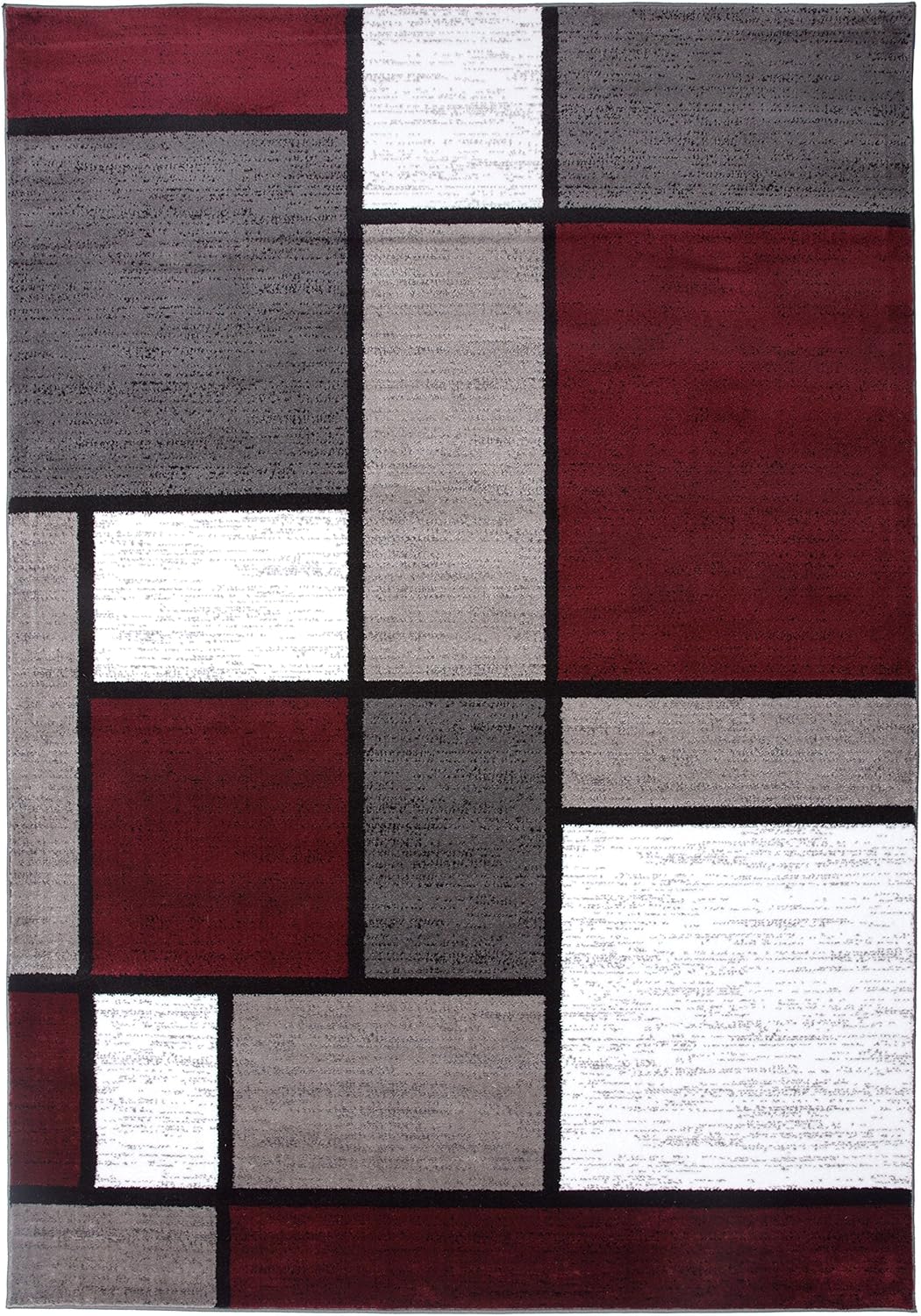 Rugshop Contemporary Modern Boxes Area Rug 5' 3" X 7' 3" Red