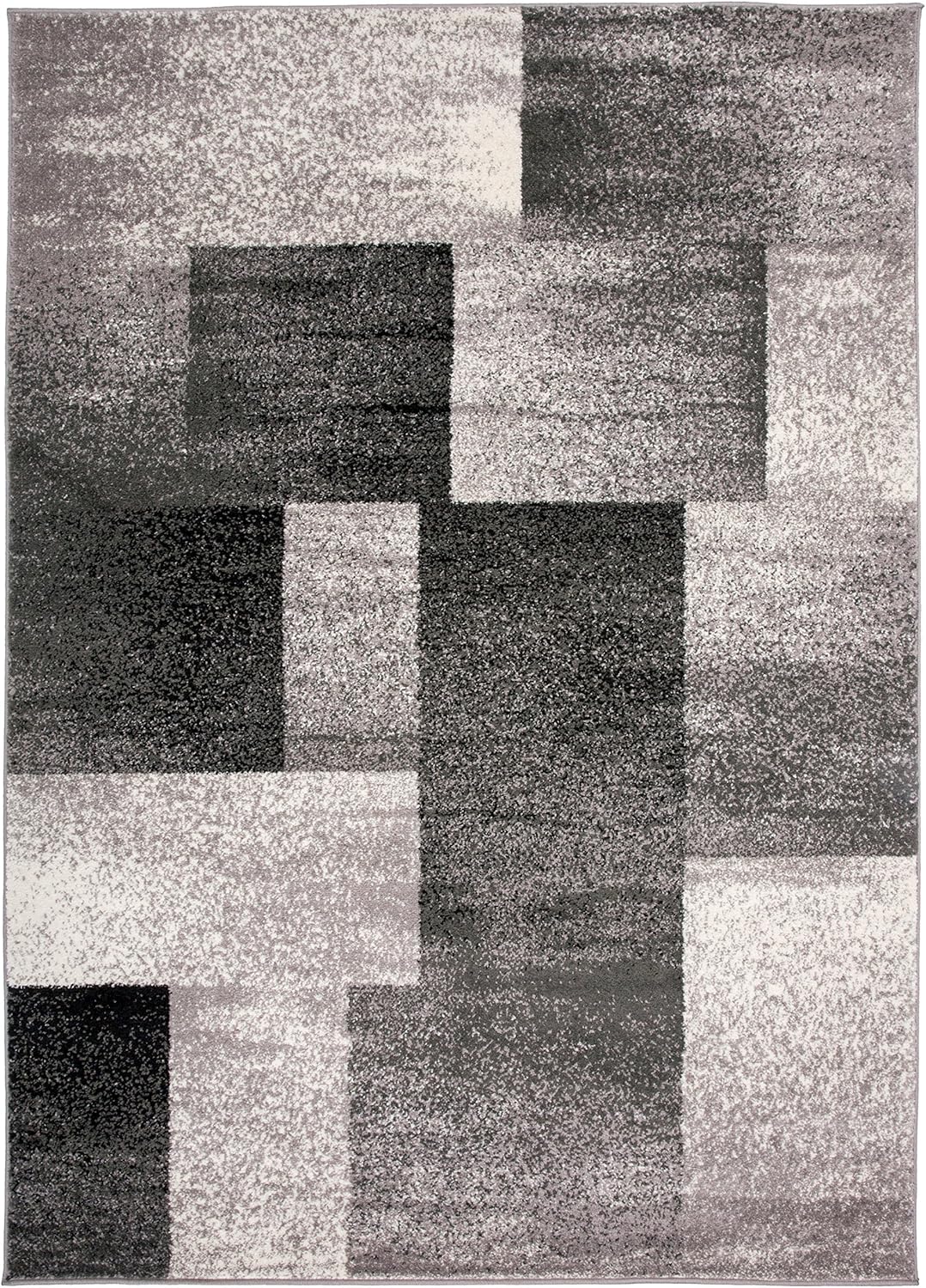 Rugshop Modern Distressed Boxes Area Rug 3' 3" x 5' Gray