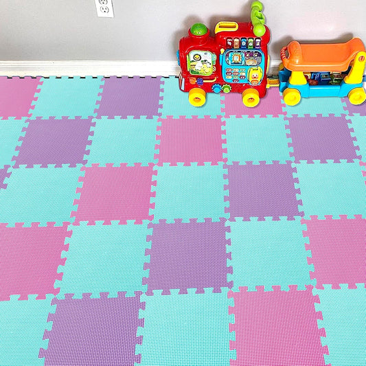 YIMINYUER® 25 Tiles (30cm×30cm×1cm Each Tile) Baby Soft Puzzle Play Mats, Kids Thick EVA Foam Floor, Toddlers & Children's Soft Interlocking Mat R03R08R11G301025