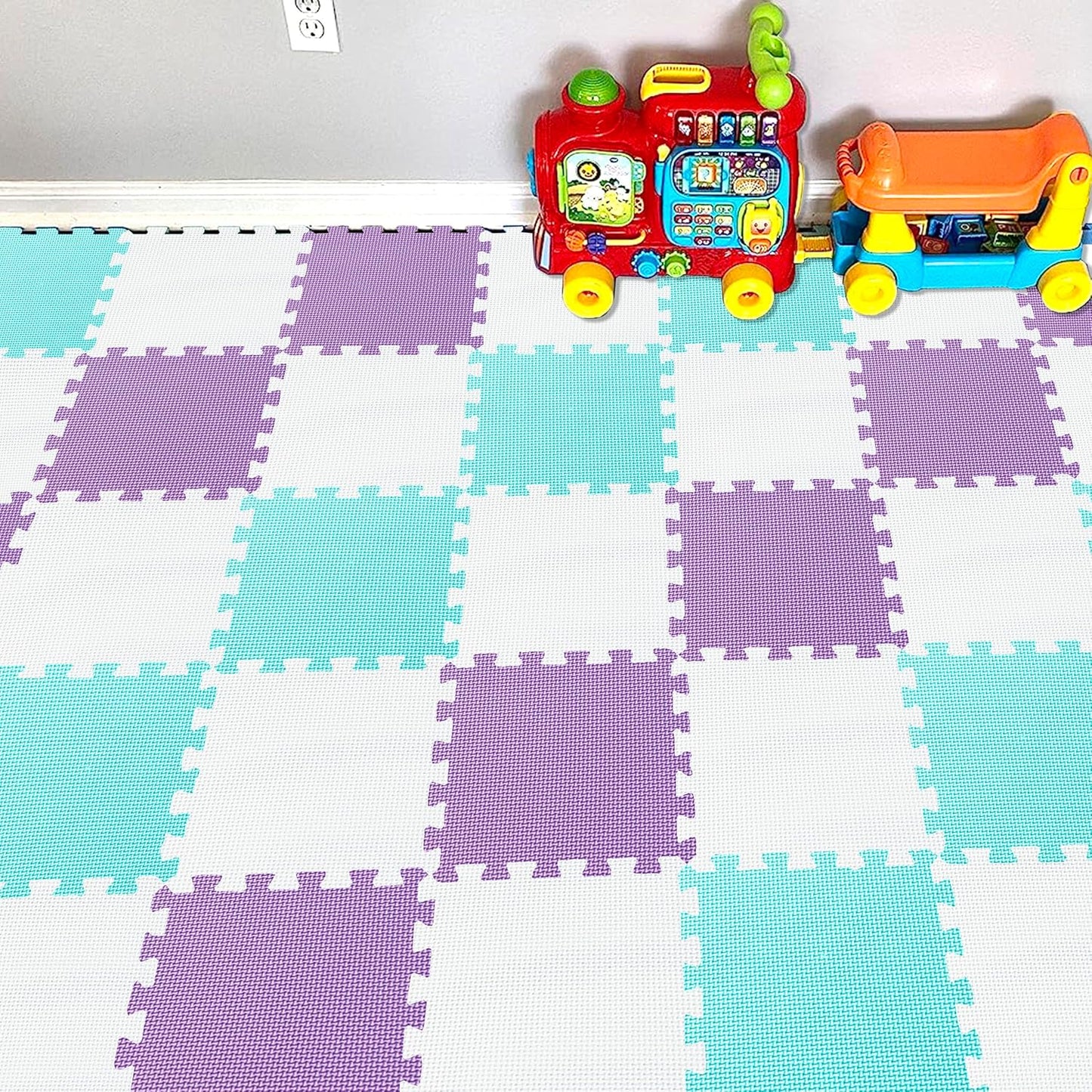 YIMINYUER® 25 Tiles (30cm×30cm×1cm Each Tile) Baby Soft Puzzle Play Mats, Kids Thick EVA Foam Floor, Toddlers & Children's Soft Interlocking Mat R01R08R11G301025