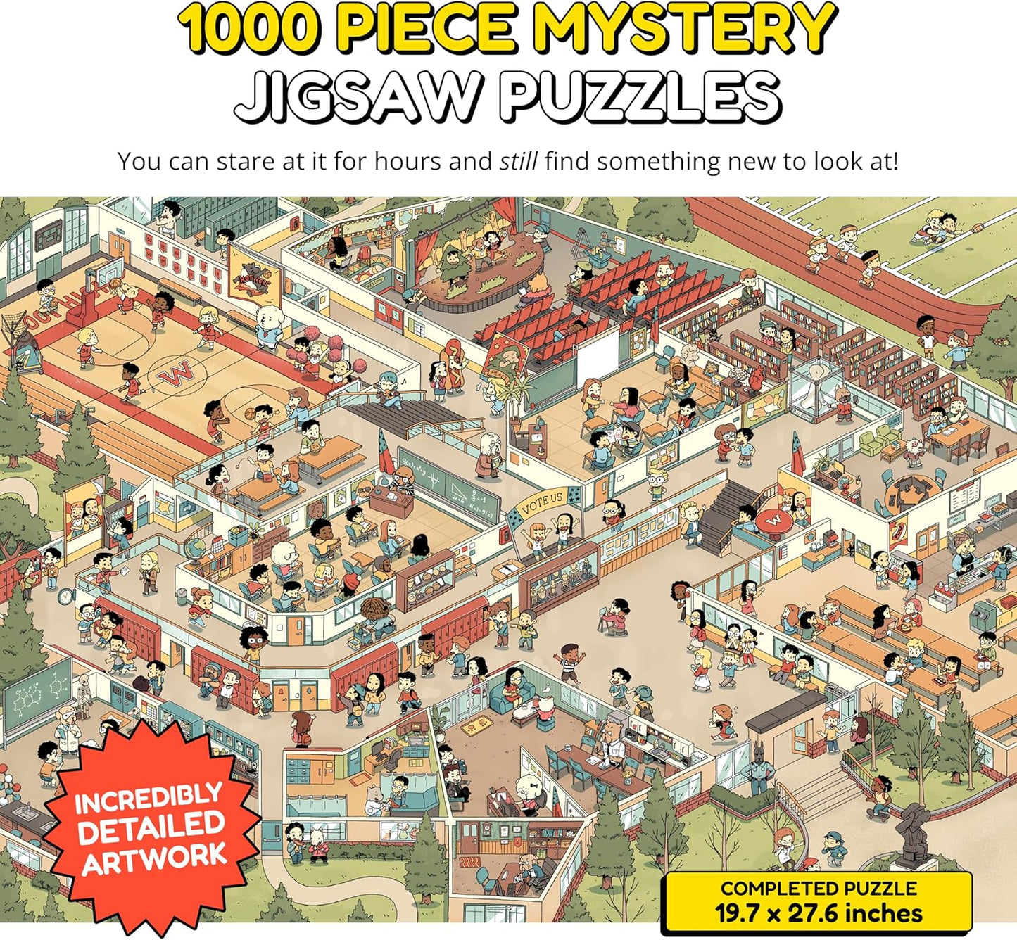 Jigsaw Puzzles 1000 Pieces - Magic Mystery Story Secret Ending Puzzle - Perfect Game Night for Adults & Kids - Cat Dog Cartoon Theme (Snack Attack)