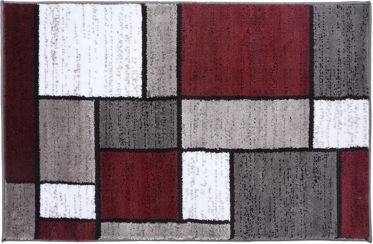 Rugshop Contemporary Modern Boxes Area Rug 2' x 3' Red