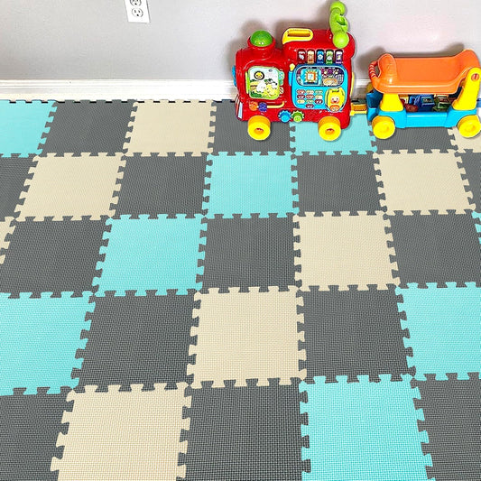 YIMINYUER® 25 Tiles (30cm×30cm×1cm Each Tile) Baby Soft Puzzle Play Mats, Kids Thick EVA Foam Floor, Toddlers & Children's Soft Interlocking Mat R08R10R12G301025