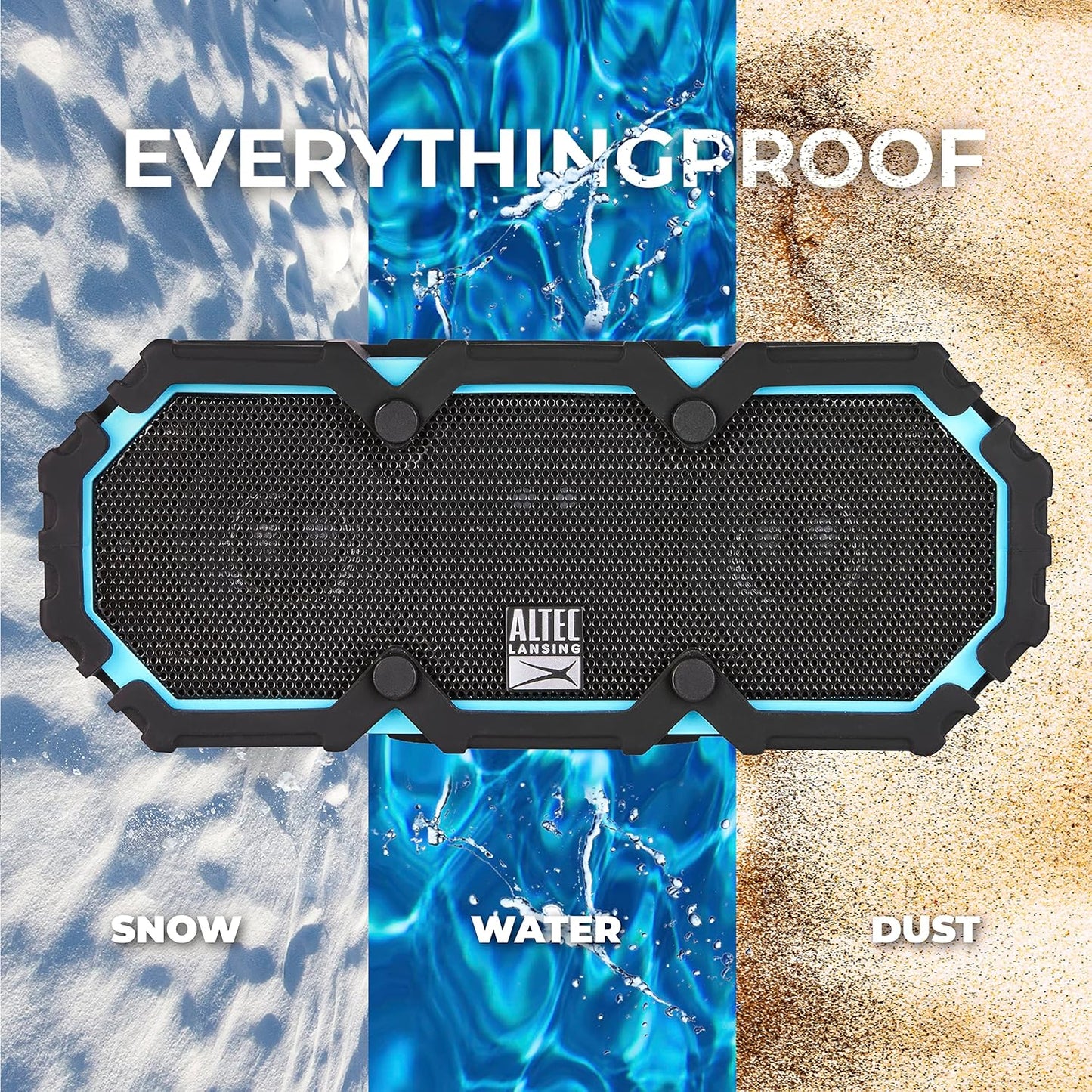 Altec Lansing LifeJacket 2 - Waterproof Bluetooth Speaker, Floating Portable Speaker for Travel & Outdoor Use, Deep Bass & Loud Sound, 30 Hour Playtime, 2.80 x 7.50 x 3.11 Inches