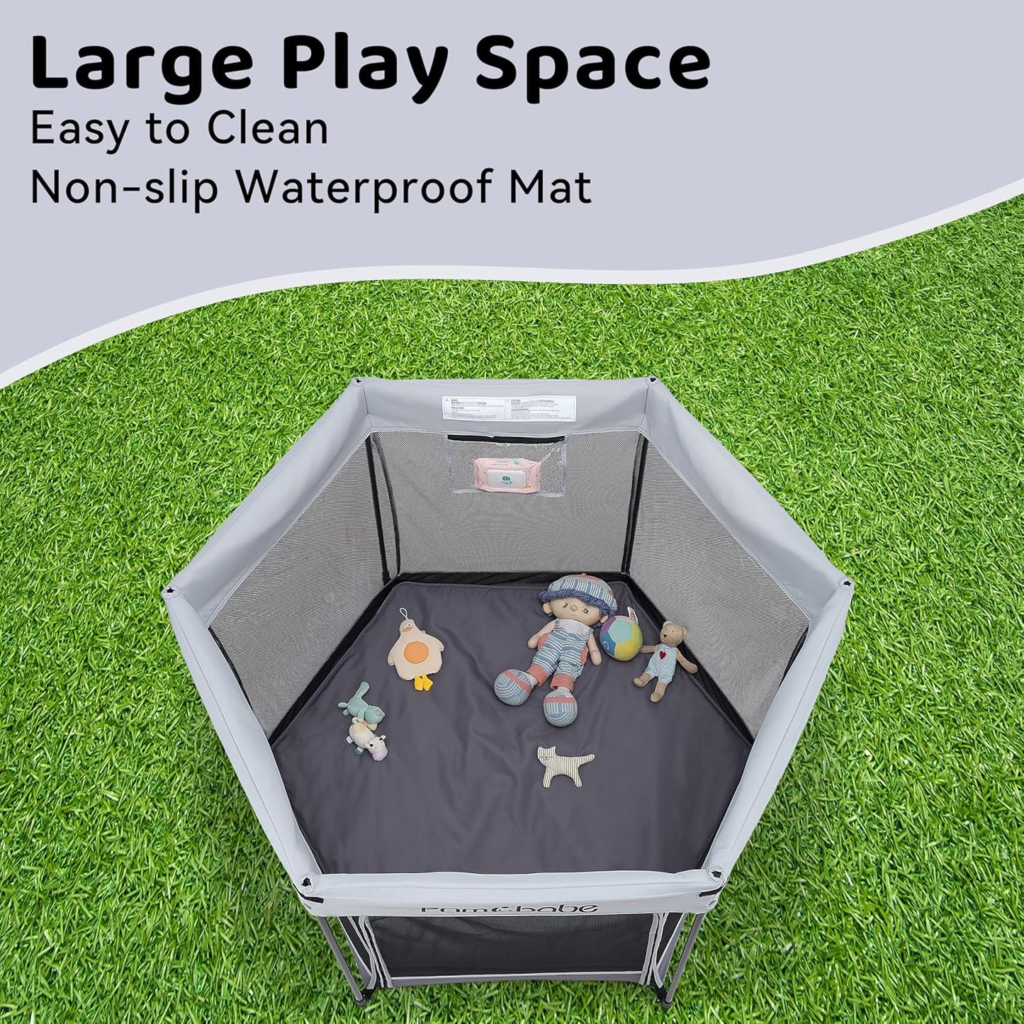 Pamo Babe Baby Playpen with Sun Protection Canopy - Indoor & Outdoor Play Yard for Babies and Toddlers - Baby Tent with Zipper Door