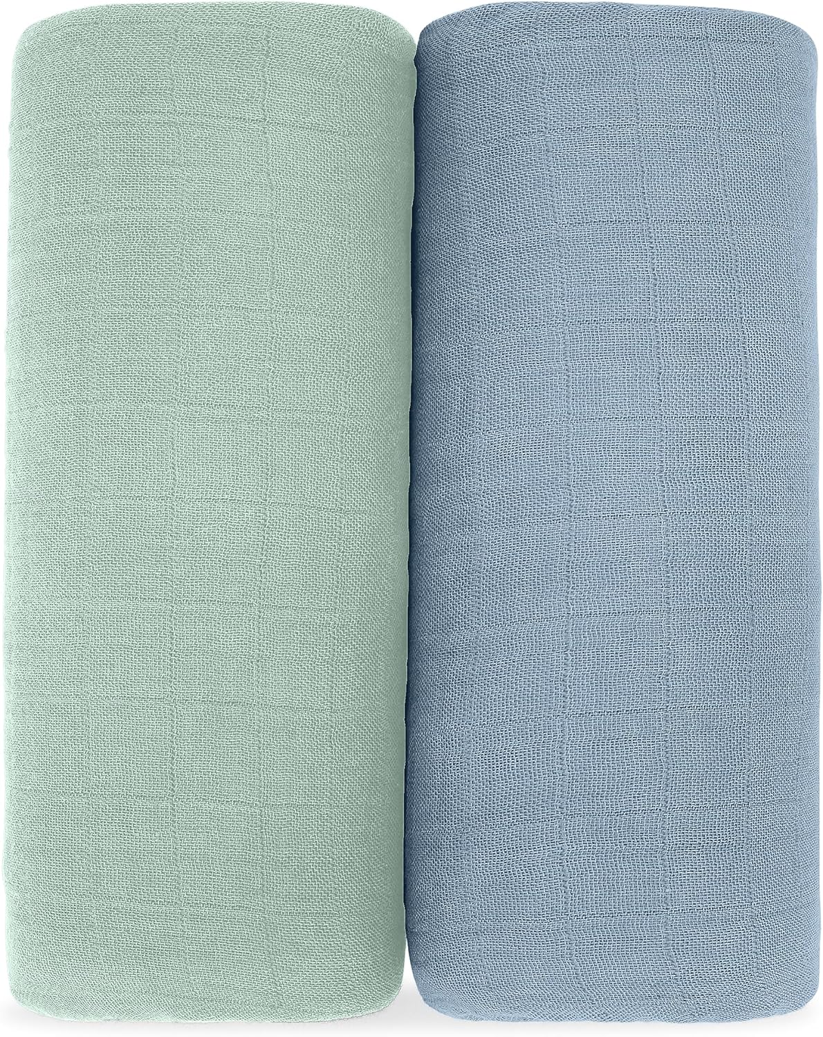 Comfy Cubs Muslin Swaddle Blankets Pack of 2 - 47 x 47 Inch Soft Cotton Baby Blanket Set, Large Multipurpose Wraps for Newborns - Self-Soothing Swaddles for Newborns - Pacific Blue & Fern