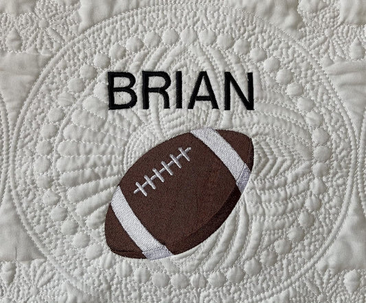 Personalized Baby Blanket Quilt | Monogrammed Blankets for Boys and Girls | Embroidered Baby Gifts | Football