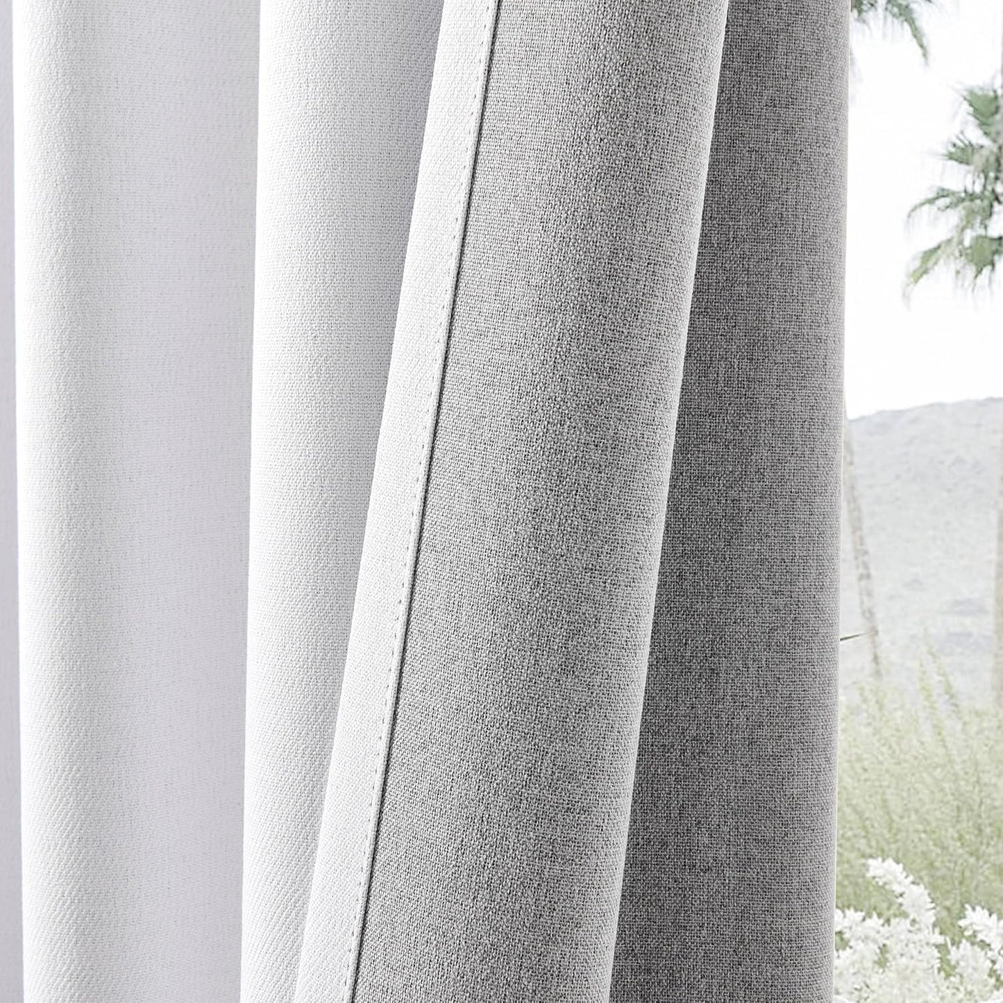 Joydeco Faux Linen Blackout Curtains for Bedroom,White Blackout Curtains 96 inches Long,100% Blackout Solid Thermal Insulated Window Drapes Luxury Decor for Living Room（W52xL96 Inch,White）