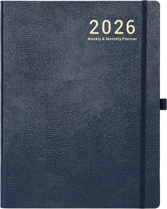 2026 Planner - Weekly and Monthly Planner 2026, JAN 2026 - DEC 2026, 8.5" x 11", Leather Cover 2026 Planners with Thick Paper, Back Pocket with Notes Pages - Blue